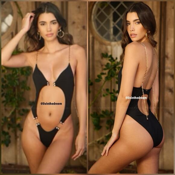BEACH BUNNY NOELANI BLACK ONE PIECE  SZ L $225 - Picture 3 of 11